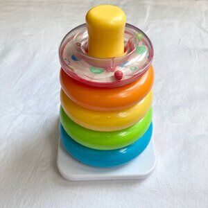(🎨$3 PLAY) Fisher Price Stacking Rings Rainbow Baby Toddler Toy